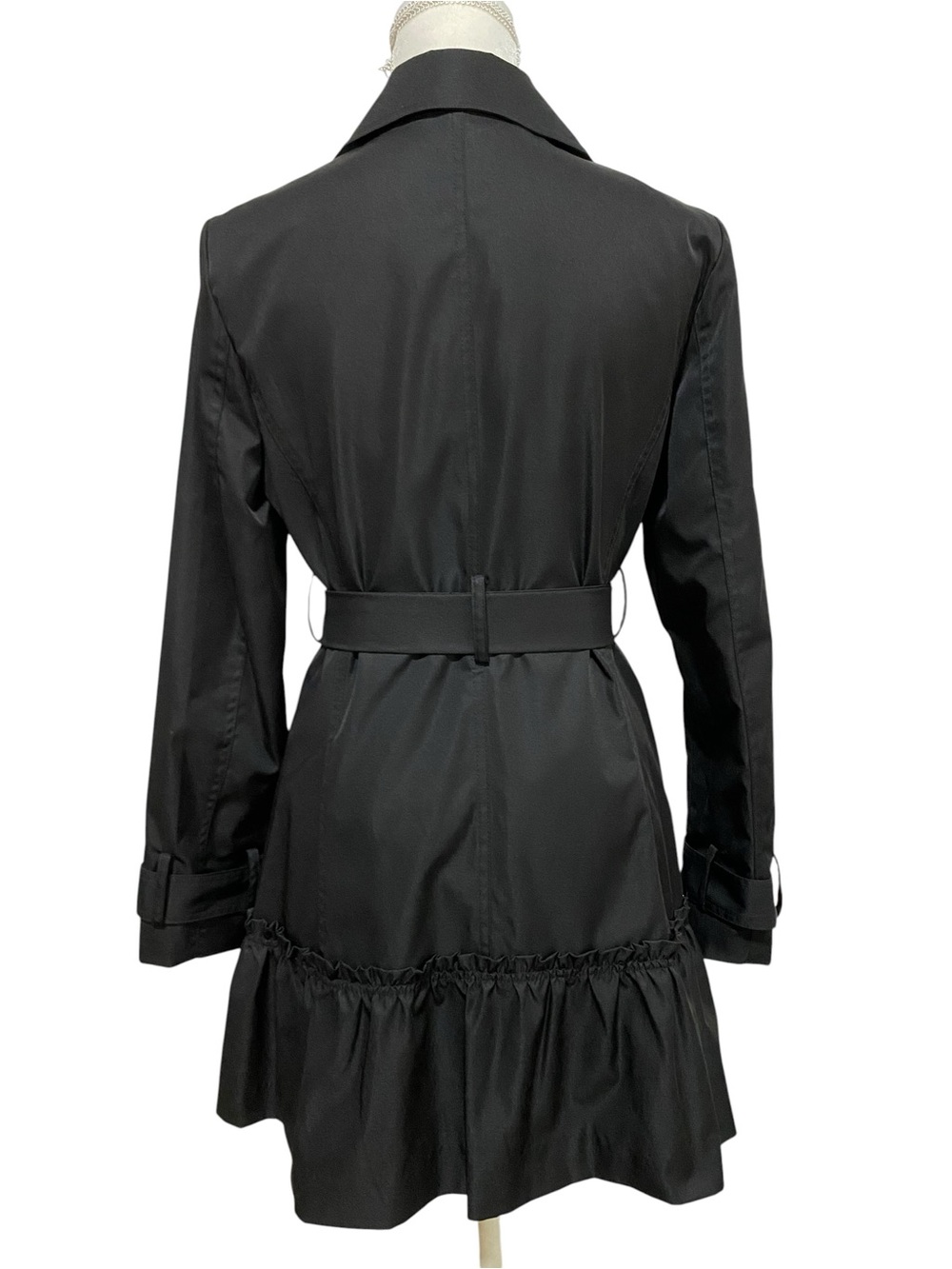 Sandro Black Double-Breasted Trench Coat Size Medium Jacket - Picture 7 of 17